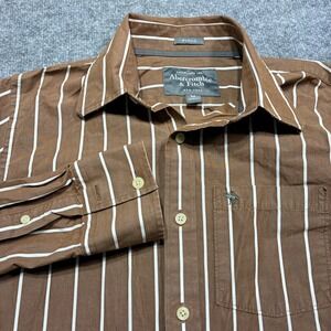 Abercrombie & Fitch  Button Down Shirt Mens M Brown Striped Muscle Fit